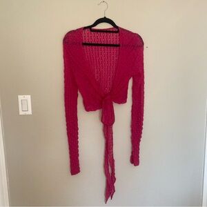 Pink Sheer Tie Shirt. Perfect for layering!